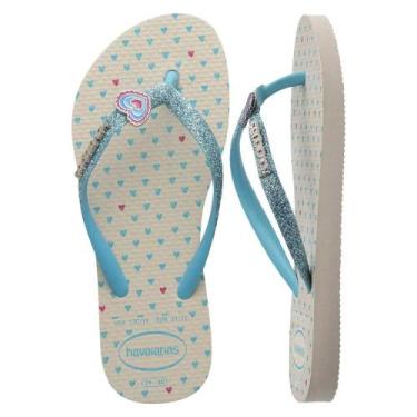 Imagem de Chinelo Havaianas Kids Slim Glitter II 2025.26, Bege palha, 27/28