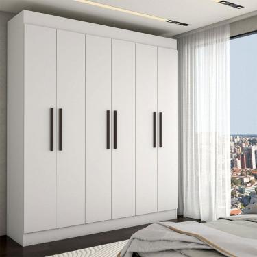 Imagem de Guarda-Roupa Casal Europa 6 Portas 2 Gavetas 100% Mdf Branco - Panorama Móveis
