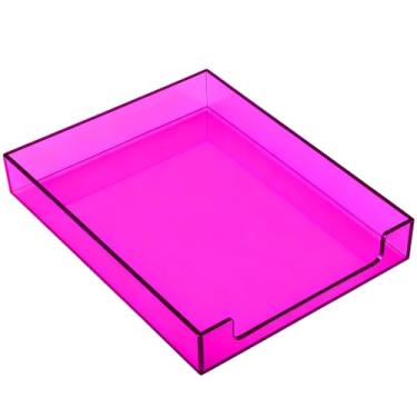 Imagem de Bandeja de papel, organizador de arquivos de acrílico para mesa, organizador de cartas, organizador de documentos, armazenamento para revistas A4, 35 x 27 x 6 cm, roxo brilhante