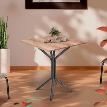 Imagem de Mesa Cozinha Quadrada 4 Lugares Jantar Pequena Preta - Repleta