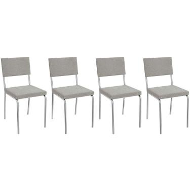 Imagem de Kit 4 Cadeiras Sala Jantar Zaria 2C128 4 Un Cromada - Boucle Cinza - Kappesberg
