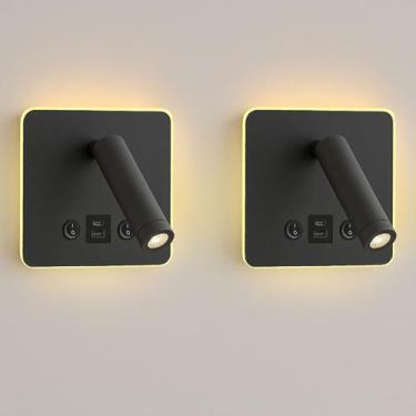 Imagem de 2 Arandela De Leitura Foco Móvel Led Usb E Usbc Cabeceira Bet84 - Acen