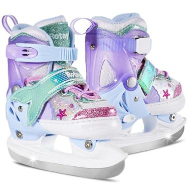 Imagem de Patins de gelo ajustáveis oceânicos para crianças, meninas e meninos, tênis de patinação no gelo para crianças de 3 a 12 anos para crianças, jovens, iniciantes, acolchoamento macio e suporte de