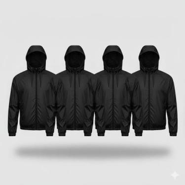 Imagem de Kit 4 Corta Vento Impermeável Liso Sem Estampa Masculino Com Forro e C