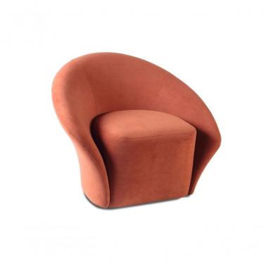 Imagem de Poltrona Para Sala Orgânica Estofada Com Puff 1,00mt Tecido Terracota Pétala