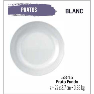 Imagem de Jogo De Prato Blanc 06 Pratos Fundos - Sopa - 22Cm Branco