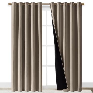 Imagem de NICETOWN Cortinas e cortinas de sombra, cortinas de sombreamento leve para serviço pesado com forro preto para janela de vila/corredor/dormitório (taupe, pacote com 2 painéis, 177 cm de largura x 241