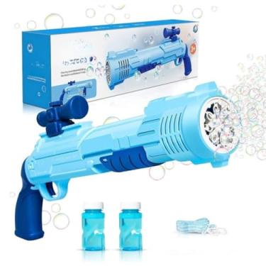 Imagem de Arma de Brinquedo Metralhadora Lança Bolhas de Sabão Arminha Para Criança Brincar com Luzes LED Azul