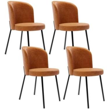 Imagem de Kit 4 Cadeiras Sala De Jantar Estofada Gavi L02 Tecido material sintét