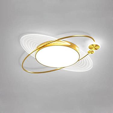 Imagem de Luzes de teto modernas LED Luz de quarto Elegante design oval Lâmpada de teto Luz branca Luminárias LED Abajur de acrílico dourado (58 cm) Lustre de teto interno para sala de estar, sala de