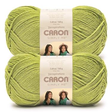 Imagem de Caron Simply Me fio de quartzo oliva – pacote com 2 unidades de 160 g – 62% acrílico, 20% nylon, 18% lã – nº 5 volumoso – 197 jardas – tricô/crochê