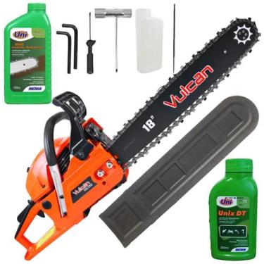 Imagem de Motosserra a Gasolina Vulcan VSL550 55cc 3HP Sabre 18 com Óleo 2T, Ole