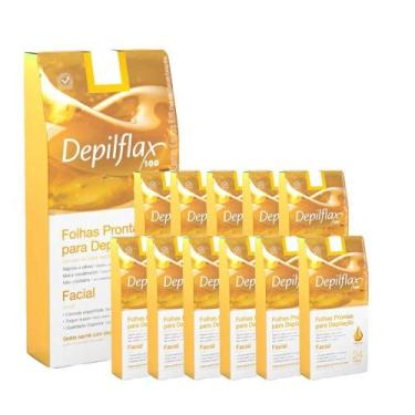 Imagem de 12cx Folhas Prontas Depilação Facial Depilflax Natural 24un