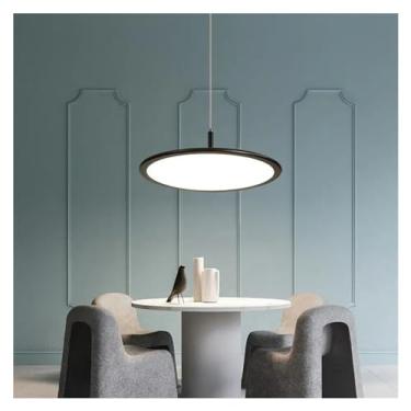 Imagem de Luminária pendente redonda fina moderna LED compatível com salas de jantar, sala de estar, cozinha, quarto, cabeceira, bar, decoração para casa, luminárias, design, quarto com lustre