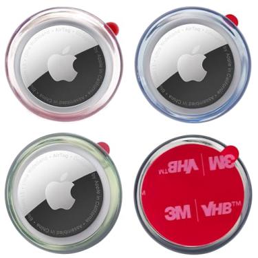 Imagem de echinff Pacote com 4 capas para Airtag, capa protetora com adesivo forte 3M compatível com etiquetas Apple Air para colar na TV, fones de ouvido remotos, mochilas, bagagem, laptop, câmera, bicicleta