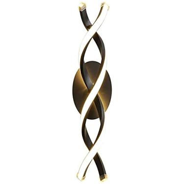 Imagem de Luminária de parede moderna em acrílico, luminária de parede LED com espiral dupla, 20 W, iluminação de luz quente, luminária de parede com acabamento dourado fosco, arandela simples de alum