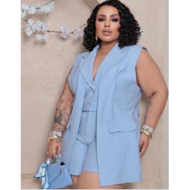 Imagem de Conjunto Plus Size Feminino Colete Duplo E Short Casual - RezesModa, A
