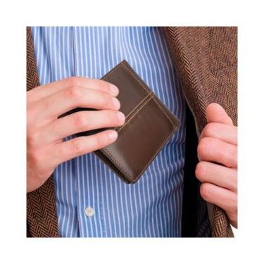 Imagem de Carteira anti-roubo de couro RFID para homens preta marrom - Lightbek 