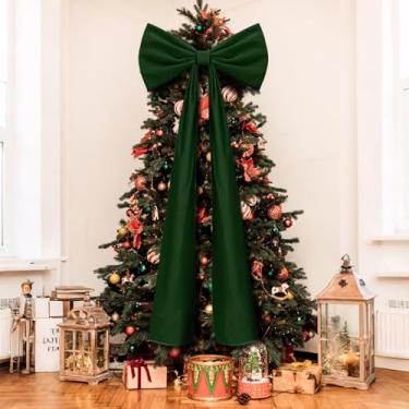 Imagem de Knitgrip 50 x 188 cm Arcos de veludo extragrandes de Natal decoração de topo de árvore de Natal gigante para decoração de guirlanda de casa decoração de festa de casamento aniversário (verde escuro)