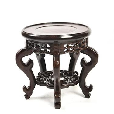 Imagem de Vaso de plantas de jardim, base alta, redondo, base de vaso de flores de ébano, base de bonsai para aquário de peixes, base de plantas, casa, jardim, base de madeira, suporte de exibição de plantas de