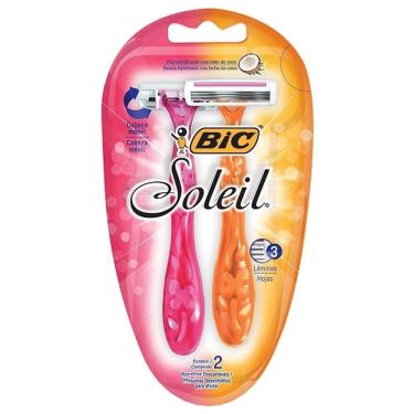 Imagem de Aparelho de Depilação Bic Soleil Feminino Corpo Rosa e Laranja - 12 Embalagens com 2 Unidades