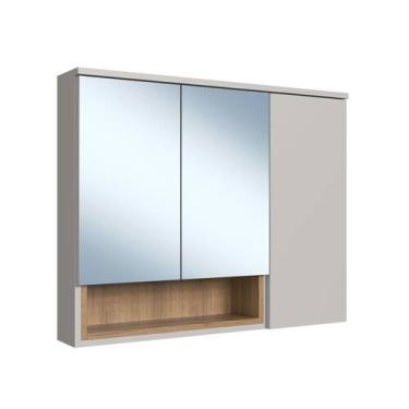 Imagem de Armário Espelheira para Banheiro 3 Portas 1 Nicho Mel/Arenas Cecília E