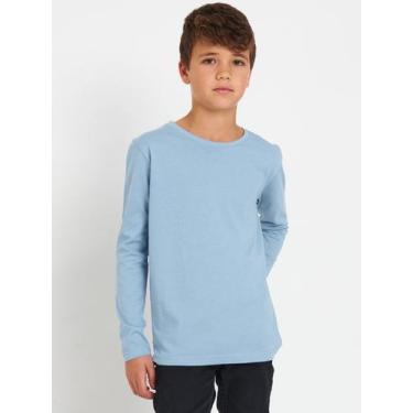 Imagem de Camiseta Básica Manga Longa Infantil Unissex - Slim Fitness, Azul cele