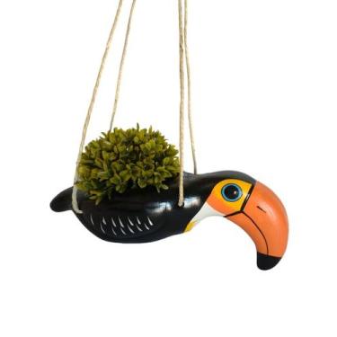Imagem de Enfeite Tucano Cachepô de Pendurar Grande Cerâmica Vaso - RD Store