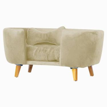 Imagem de Poltrona Cama Pet Hanna Estofada Tecido Veludo Divini Decor, Bege