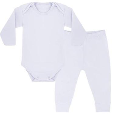 Imagem de Kit Pijama Térmico Body e Calça Bebê Energy Thermo Dry Branco Everly-Unissex
