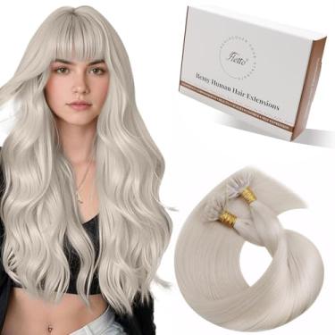 Imagem de Hetto Extensões de cabelo em U Tip Cabelo humano Platinum Loiro K Tip Extensões de cabelo humano real loiro 50 polegadas Utip Extensão de cabelo humano Hot Fusion Liso sedoso 50 g/50s