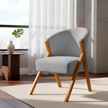 Imagem de Poltrona Decorativa Luxo Para Sala Recepção Escritório Confortável You Boucle Premium Cinza