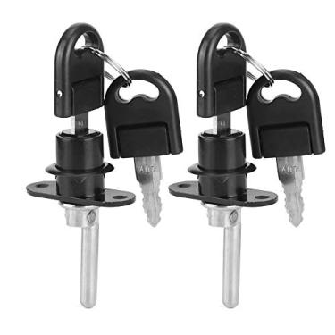 Imagem de Fechadura de mesa de liga de zinco espessamento de gaveta com chaves para armário de arquivos, guarda-roupa de mesa de escritório (cabeça de trava única preta de 16 mm)