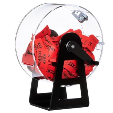 Imagem de Leinuosen Tambor de sorteio de acrílico, caixa giratória transparente para sorteio com mão que aperta, caixa giratória transparente para jogos de sorteio, bingo, bolas (roda)