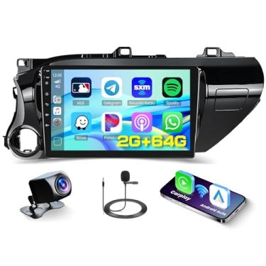 Imagem de Hikity de 2 + 64 G para Toyota Hilux 2015-2020 Android Car Stereo, rádio com tela sensível ao toque de 10,1 polegadas com carplay sem fio, Android Auto, navegação GPS WiFi, Bluetooth, DSP, FM RDS EQ +