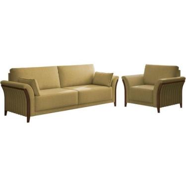 Imagem de Kit Sofa 162 Cm E Poltrona Decorativa Royalle Linho Tce 1025 Moll Tce 
