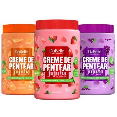 Imagem de Kit Dabelle Jujuba 3 Cremes de Pentear Laranja + Uva + Morango 1Kg