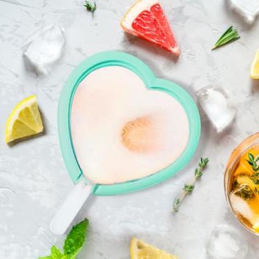 Imagem de Moldes de picolé, moldes reutilizáveis de silicone de fácil liberação para picolé, máquina de sorvete caseira com palitos (verde)