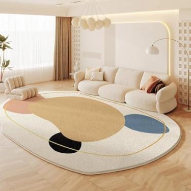 Imagem de Tapetes estilo creme francês para sala de estar, formas irregulares, decoração de quarto, tapete macio, macio, minimalista, grosso (200x300 cm/K)