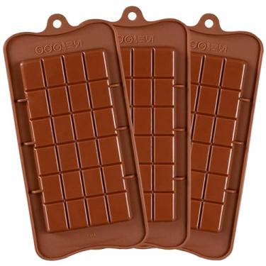 Imagem de YJWYDM Moldes de chocolate Break-Apart, pacote com 3 moldes de barra de chocolate de silicone antiaderente de grau alimentício, moldes de barra de energia para proteína e energia, presentes artesanais