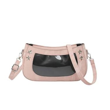 Imagem de Bolsa transversal transparente estilo japonês - Bolsa de ombro transparente para moda exclusiva, rosa