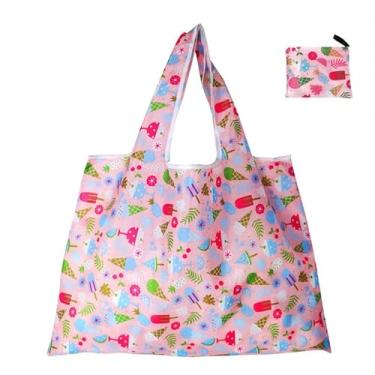 Imagem de Sacola de compras de mercearia reutilizável, bolsa de mão lavável dobrável, capacidade de peso de 15 kg