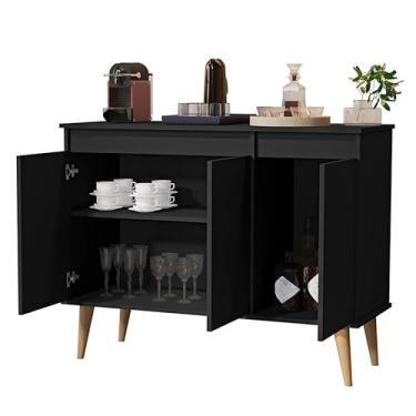 Imagem de Armario De Cozinha Pequeno De Chao Buffet Status 3 Portas Classic Design Moderno E Espacoso(Preto)