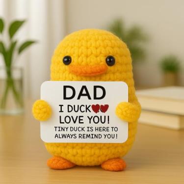 Imagem de Mini presente de amor para o pai – Pato de crochê feito à mão – presente engraçado para decoração de mesa de aniversário e Natal