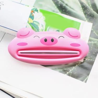 Imagem de Dispensador de espremedor de pasta de dente, espremedor de rolo de pasta de plástico para cremes de limpeza facial, Pink-Pig