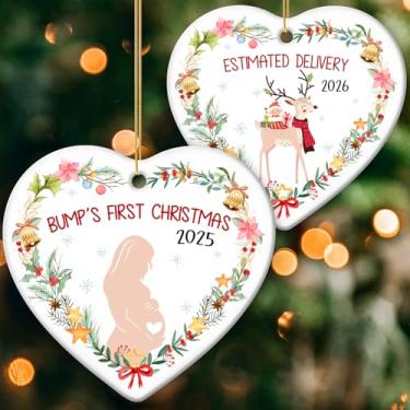 Imagem de ZAGKOO Enfeite de Natal Bumps First Christmas 2025 - Presentes para os pais pela primeira vez, pai novo, mamãe grávida do bebê a caminho - Anúncio de bebê de gravidez para avós, decoração de árvore de