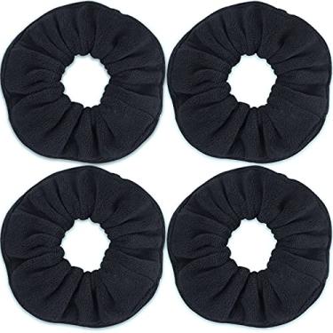 Imagem de IVARYSS Super espumadores de toalha para secar o cabelo, microfibra absorvente e macia para sem frizz, suporte de rabo de cavalo grande e grosso, acessórios de cabelo molhado para mulheres e meninas, 4 peças (preto)