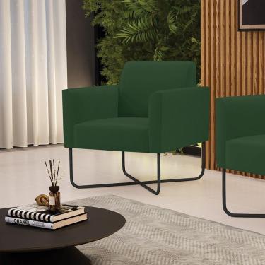 Imagem de Poltrona Base X Industrial Preto Marisa Veludo Verde