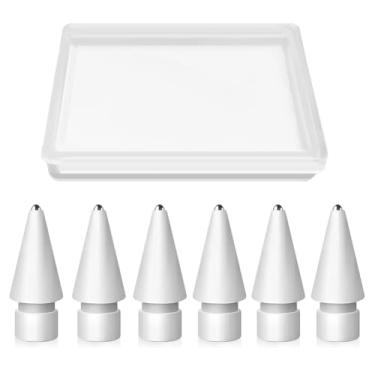 Imagem de Pontas de lápis de substituição compatíveis com Apple Pencil, pontas de metal duráveis para iPencil, acessórios compatíveis com iPad Pro/Pencil Pro/USB-C/ 1ª geração/2ª geração (6 peças, ponta fina)