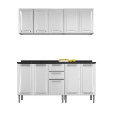 Imagem de Armário De Cozinha De Aço C/ Balcão 10 Portas Branco Branco